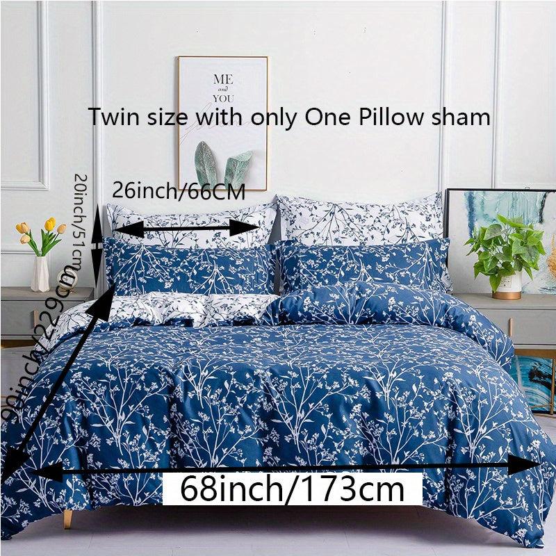 3pcs Branch Leaf Print Bedding Set Soft Breathable Duvet Cover