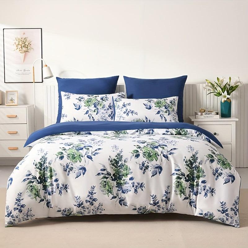 3pcs Branch Leaf Print Bedding Set Soft Breathable Duvet Cover