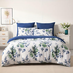 3pcs Branch Leaf Print Bedding Set Soft Breathable Duvet Cover