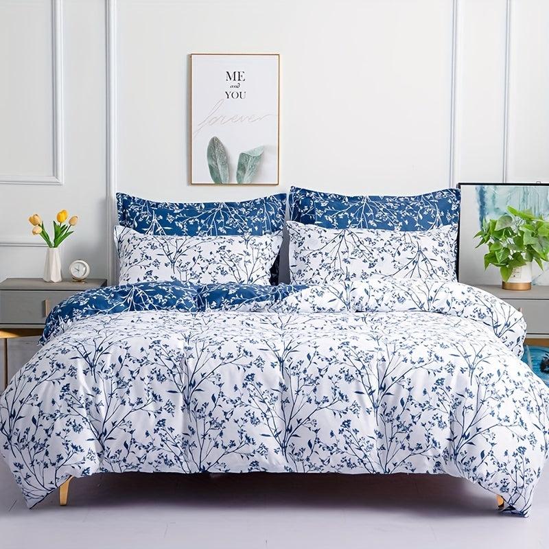 3pcs Branch Leaf Print Bedding Set Soft Breathable Duvet Cover