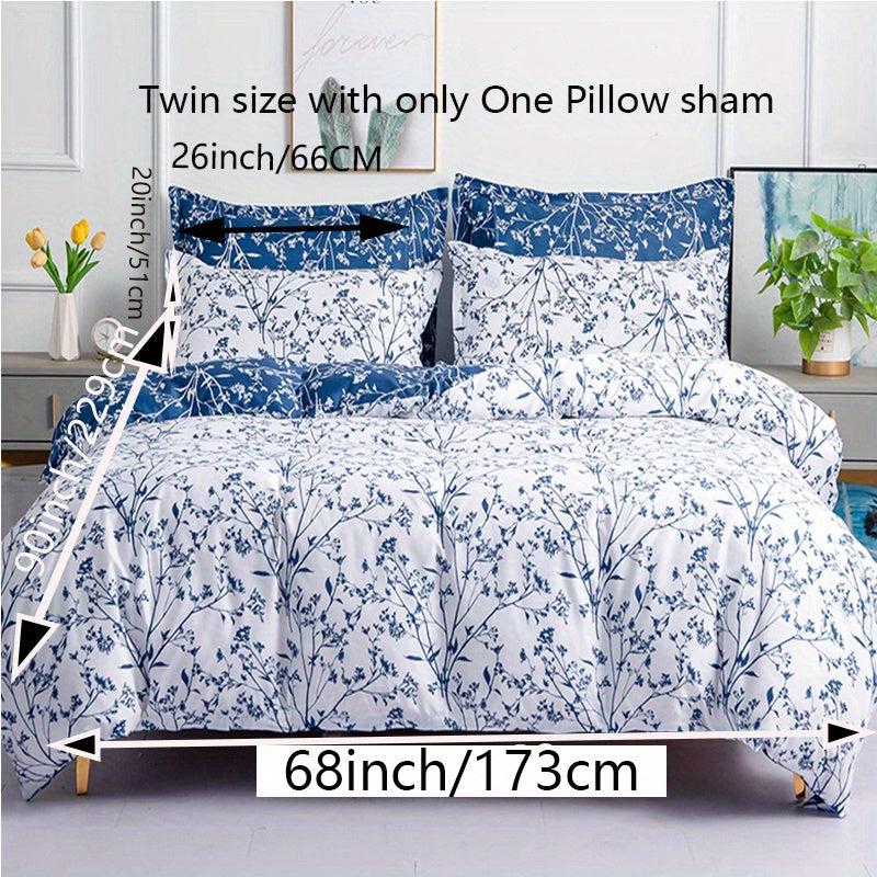 3pcs Branch Leaf Print Bedding Set Soft Breathable Duvet Cover