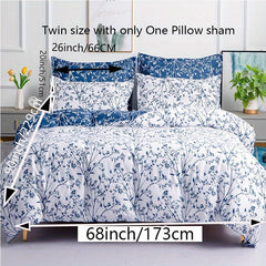 3pcs Branch Leaf Print Bedding Set Soft Breathable Duvet Cover