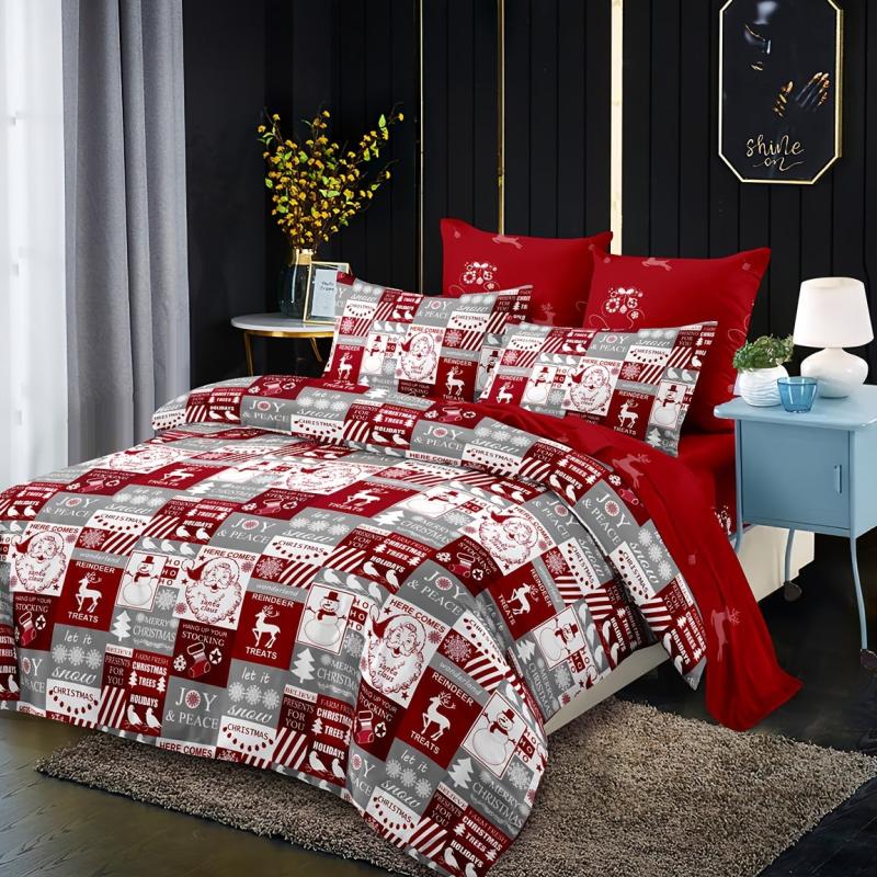 Christmas Santa Claus Print Duvet Cover Set