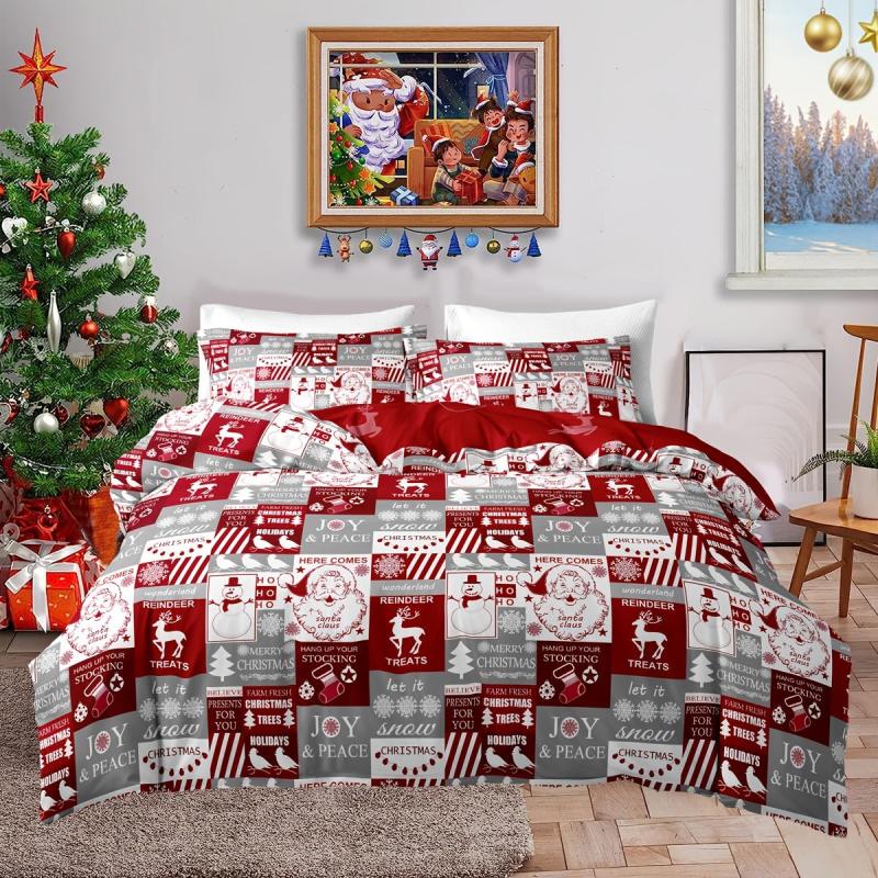 Christmas Santa Claus Print Duvet Cover Set