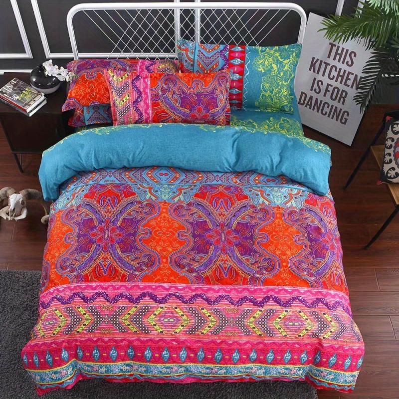 3pcs Boho Striped Bedding Set, Duvet Cover & Pillowcase, No Pillow Core