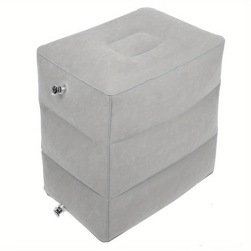 1pc Flocking PVC Inflatable Footstools - Leg Rest for Travel or Office Nap