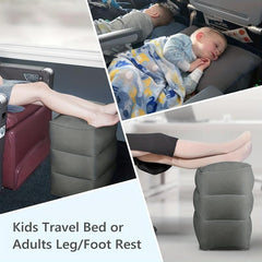 1pc Flocking PVC Inflatable Footstools - Leg Rest for Travel or Office Nap