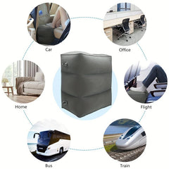 1pc Flocking PVC Inflatable Footstools - Leg Rest for Travel or Office Nap