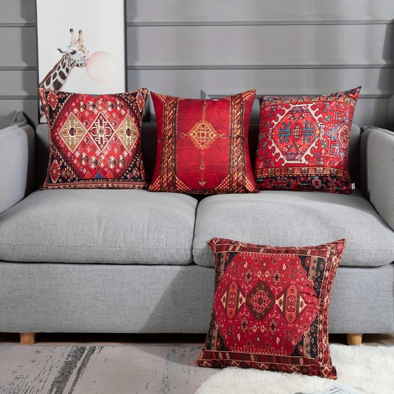 Geometric Persian Tribal Throw Pillow Covers Ikat Pillow Cases Colorful Red