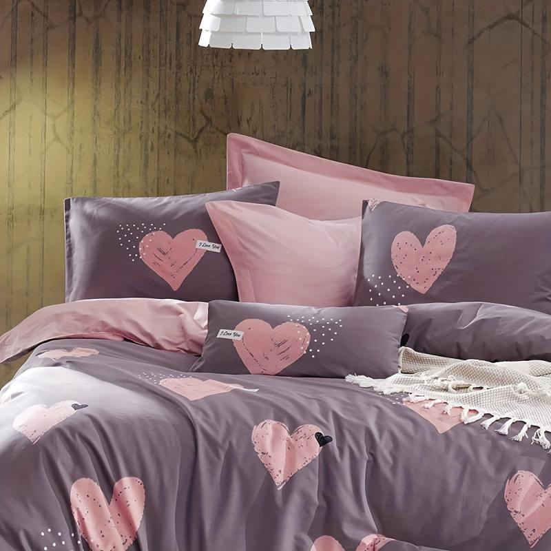 Pink Love Print Duvet Cover Set