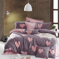 Pink Love Print Duvet Cover Set