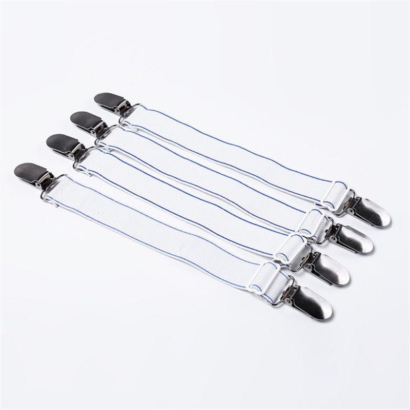 4pcs Adjustable Bed Sheet Fasteners Elastic Straps Clips