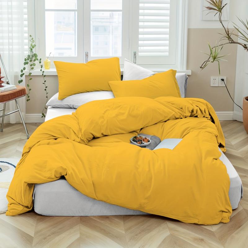 3pc Solid Duvet Cover Set with 2 Pillowcases