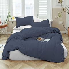 3pc Solid Duvet Cover Set with 2 Pillowcases