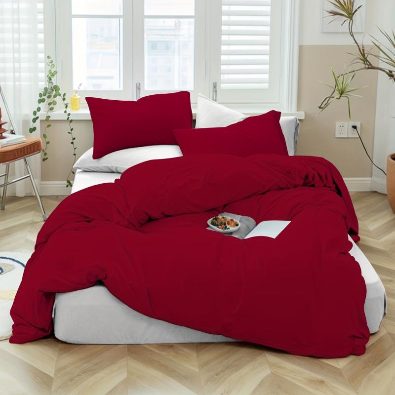 3pc Solid Duvet Cover Set with 2 Pillowcases