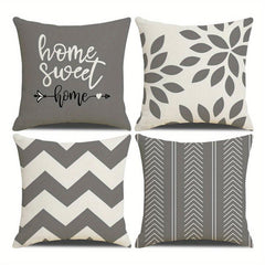 4pcs Square Cushion Cover Zipper Printed Pillowcase Home Decor