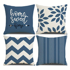 4pcs Square Cushion Cover Zipper Printed Pillowcase Home Decor