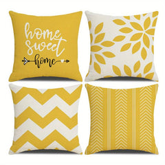 4pcs Square Cushion Cover Zipper Printed Pillowcase Home Decor