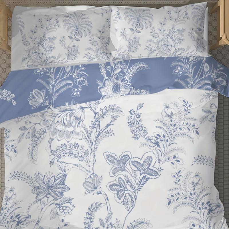 3pc Floral Pattern Duvet Cover Set Soft Comfortable Bedding Set