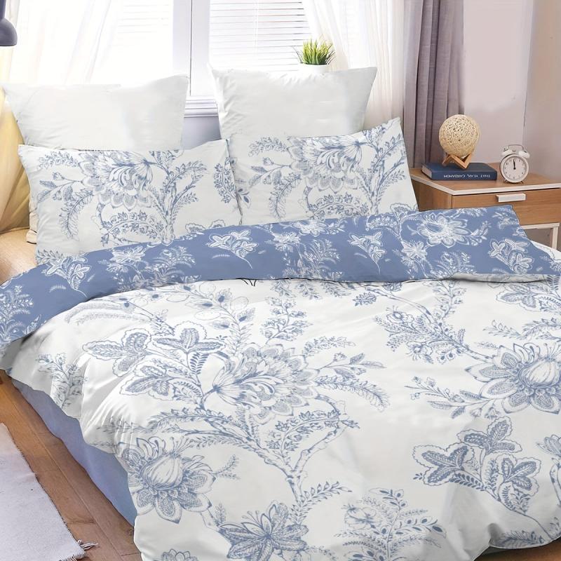 3pc Floral Pattern Duvet Cover Set Soft Comfortable Bedding Set