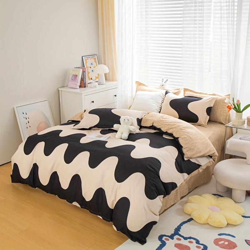 Wave Print Duvet Cover Set Soft Bedding Gift