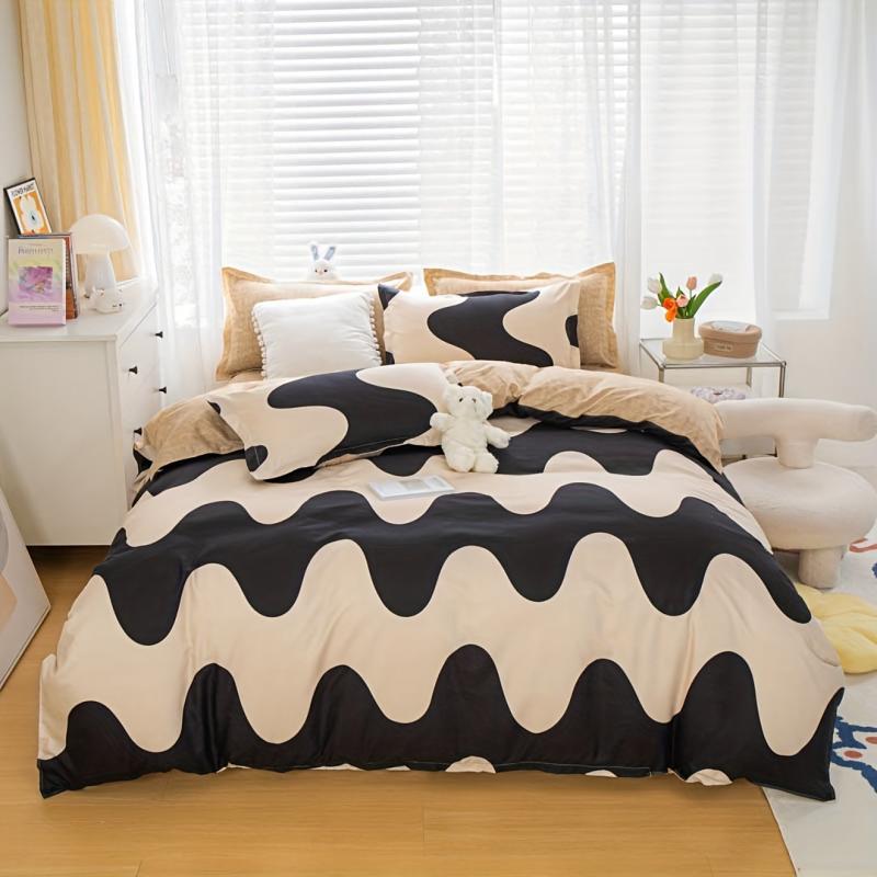 Wave Print Duvet Cover Set Soft Bedding Gift