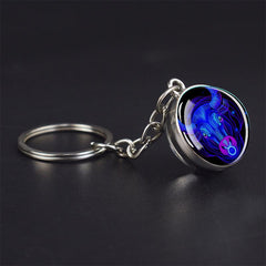 Double Sided Glass Ball Keychain with 12 Constellations