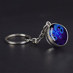 Double Sided Glass Ball Keychain with 12 Constellations