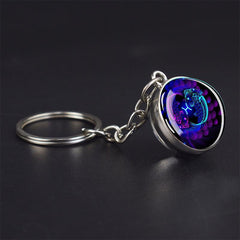 Double Sided Glass Ball Keychain with 12 Constellations