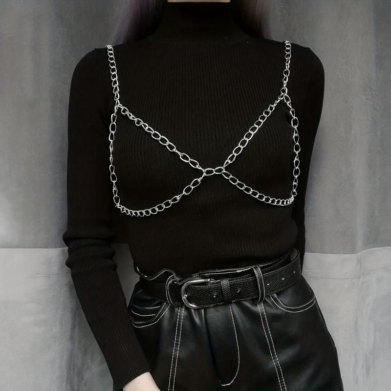 Sexy Punk Chain Chest Harness with O-ring Links