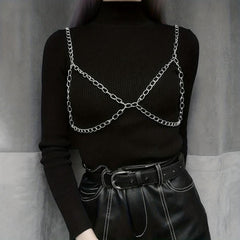 Sexy Punk Chain Chest Harness with O-ring Links