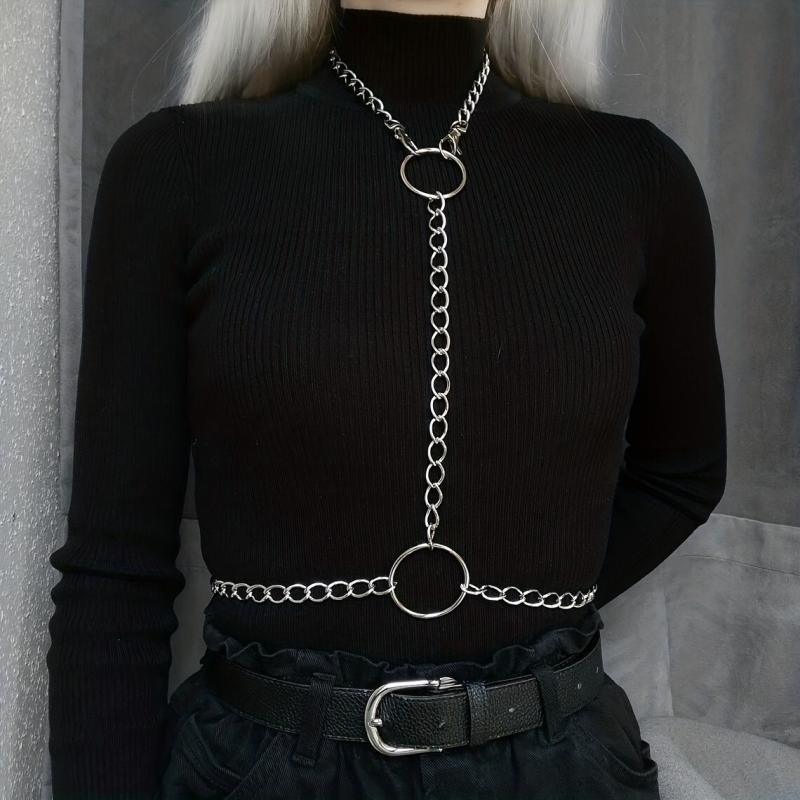 Sexy Punk Chain Chest Harness with O-ring Links