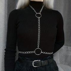 Sexy Punk Chain Chest Harness with O-ring Links