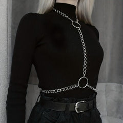 Sexy Punk Chain Chest Harness with O-ring Links