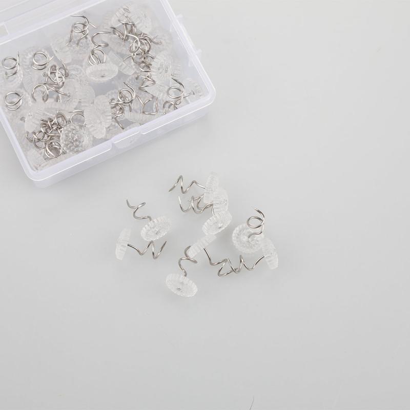 50pcs Clear Heads Twist Pins with Storage Box Upholstery Tacks Headliner Pins