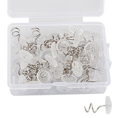 50pcs Clear Heads Twist Pins with Storage Box Upholstery Tacks Headliner Pins