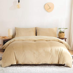 3pc Soft Velvet Duvet Cover Set with Matching Pillow Cases