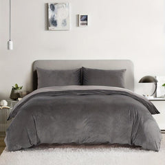 3pc Soft Velvet Duvet Cover Set with Matching Pillow Cases
