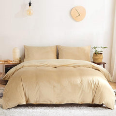 3pc Soft Velvet Duvet Cover Set with Matching Pillow Cases