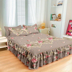 Aloe Cotton Bed Skirt Elastic Flower Print Bedroom Living Room Decor