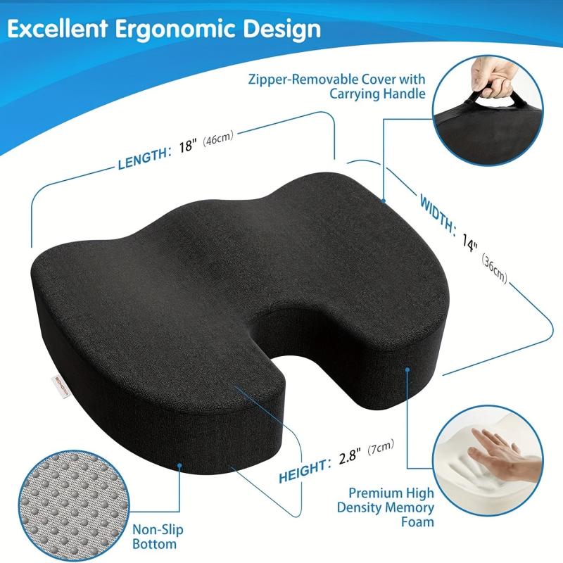 Memory Foam Seat Cushion for Coccyx and Tailbone Pain Relief