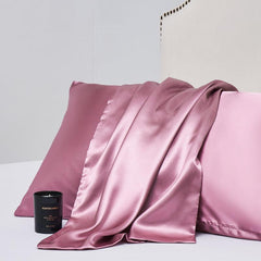 2pcs Satin Solid Pillowcase Soft Pillow Cover With Envelope Closure