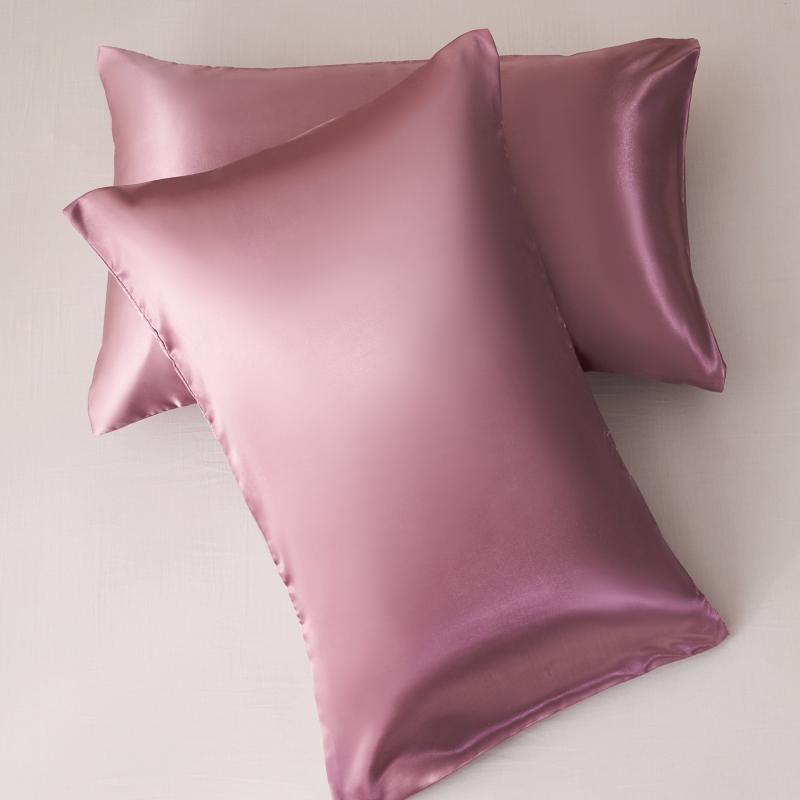 2pcs Satin Solid Pillowcase Soft Pillow Cover With Envelope Closure