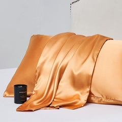 2pcs Satin Solid Pillowcase Soft Pillow Cover With Envelope Closure