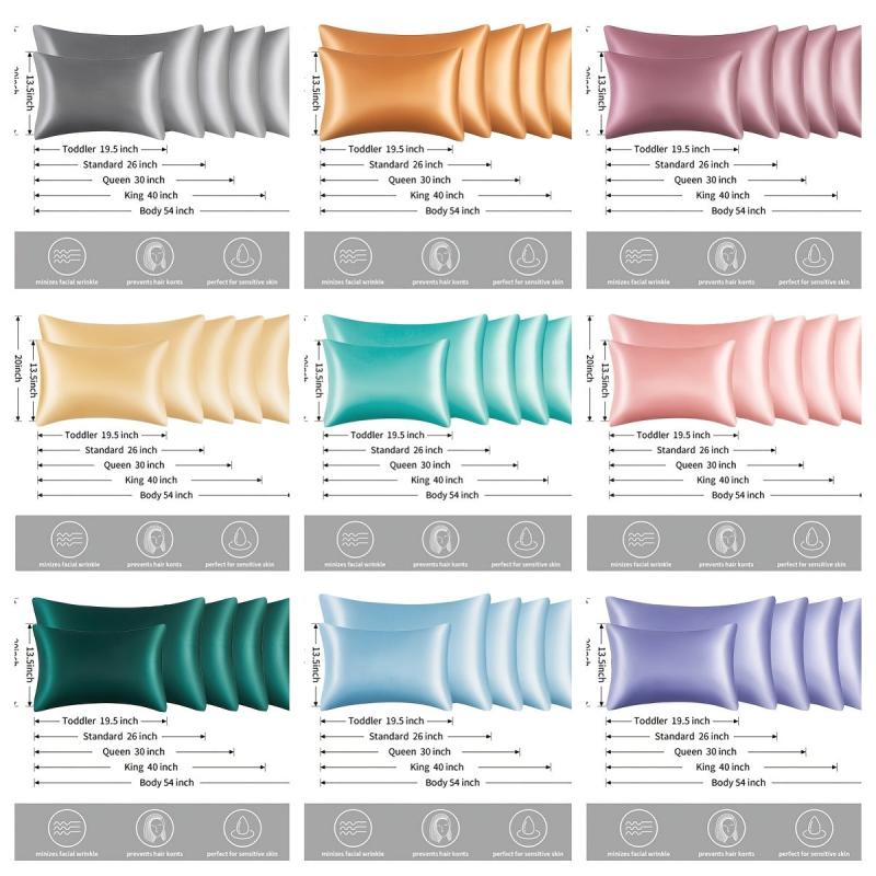 2pcs Satin Solid Pillowcase Soft Pillow Cover With Envelope Closure