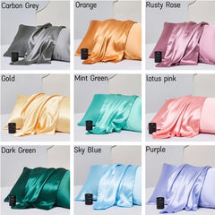 2pcs Satin Solid Pillowcase Soft Pillow Cover With Envelope Closure