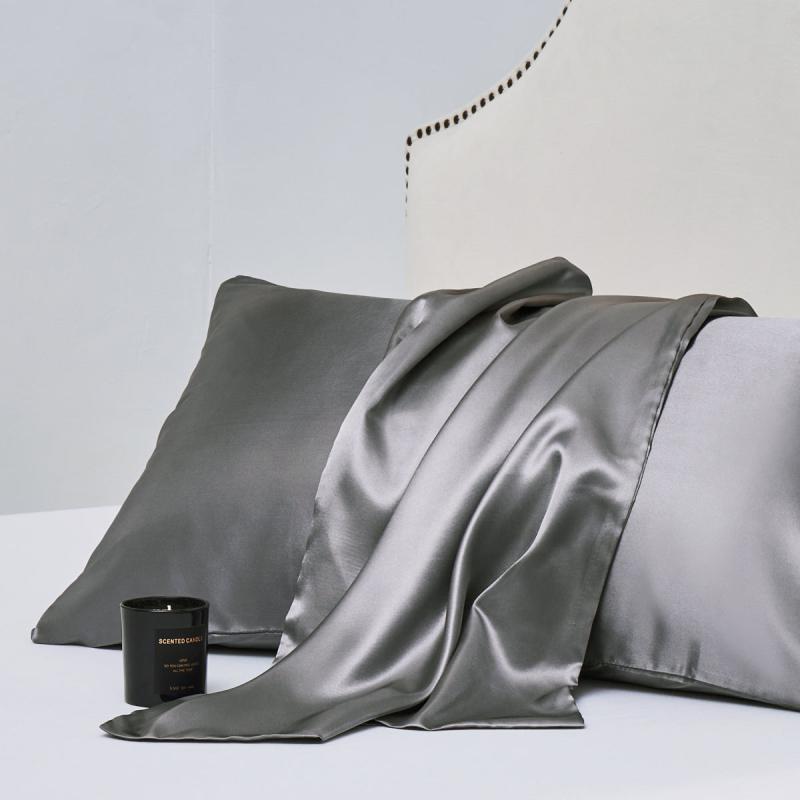 2pcs Satin Solid Pillowcase Soft Pillow Cover With Envelope Closure