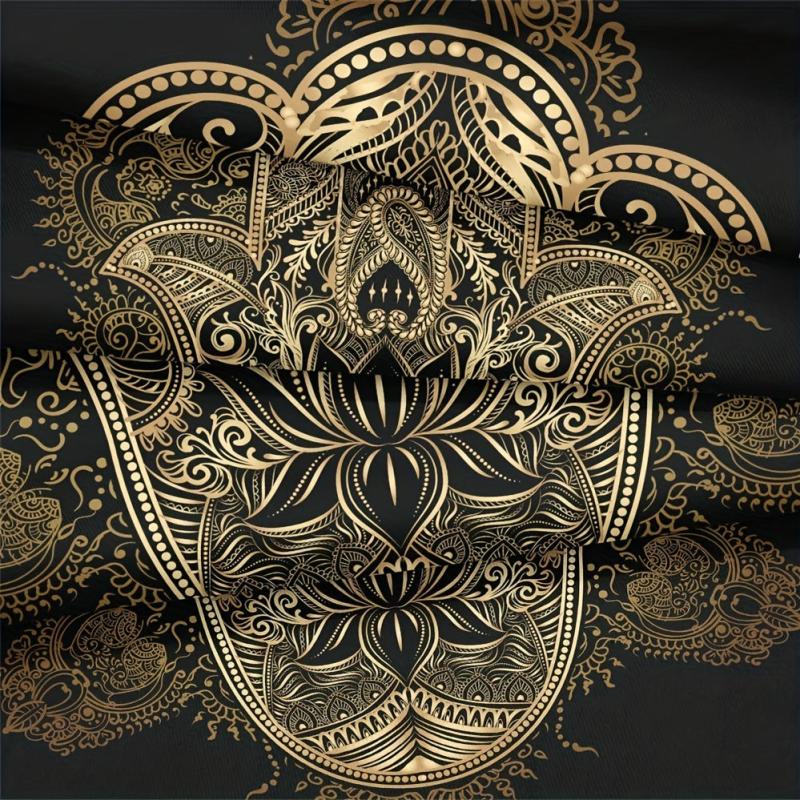 Boho Hippie Hamsa Hand Duvet Cover Set Golden Hand Of Fatima Printed Bedding
