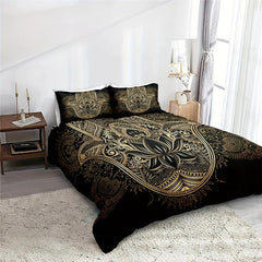 Boho Hippie Hamsa Hand Duvet Cover Set Golden Hand Of Fatima Printed Bedding