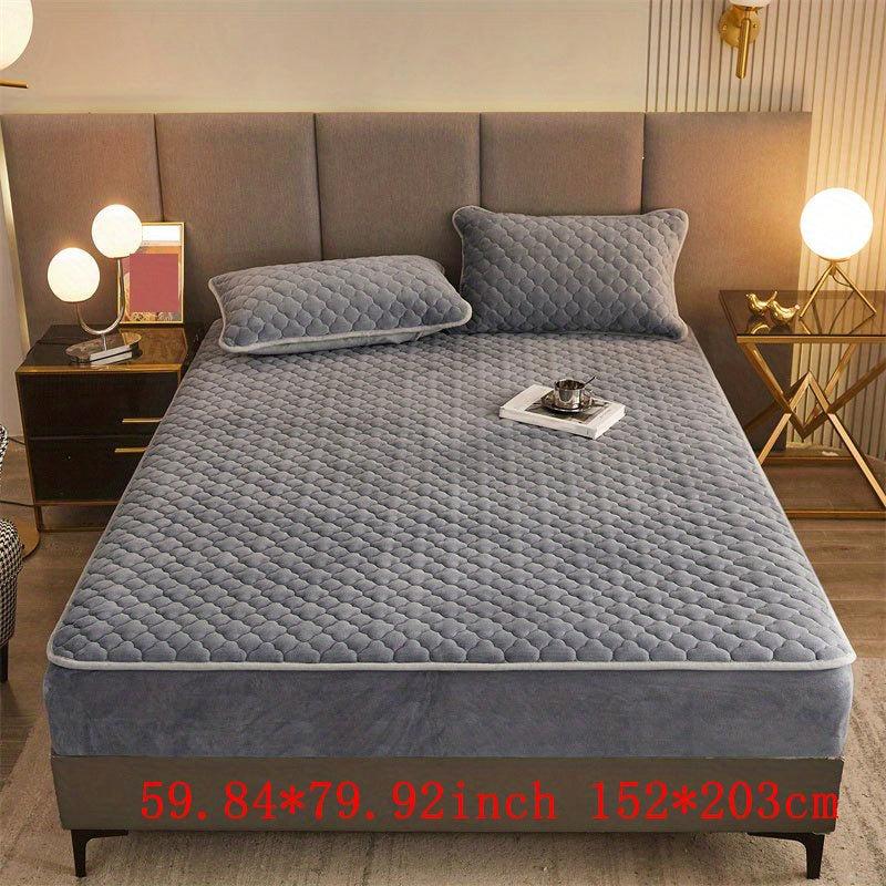 Soft Gray Velvet Fitted Sheet with Deep Pocket - Bedroom Hotel Dorm Decor